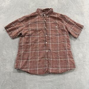 Weatherproof Vintage Button Shirt Short Sleeve Linen‎ Men XL Shrunk Chest Pocket